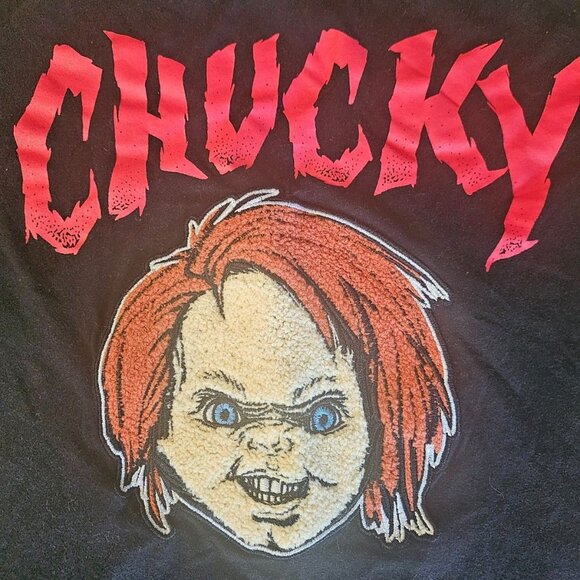 Chucky Child's Play T-Shirt‎ Horror Movie Tee Knit Embroidered Face Halloween M - Picture 1 of 5